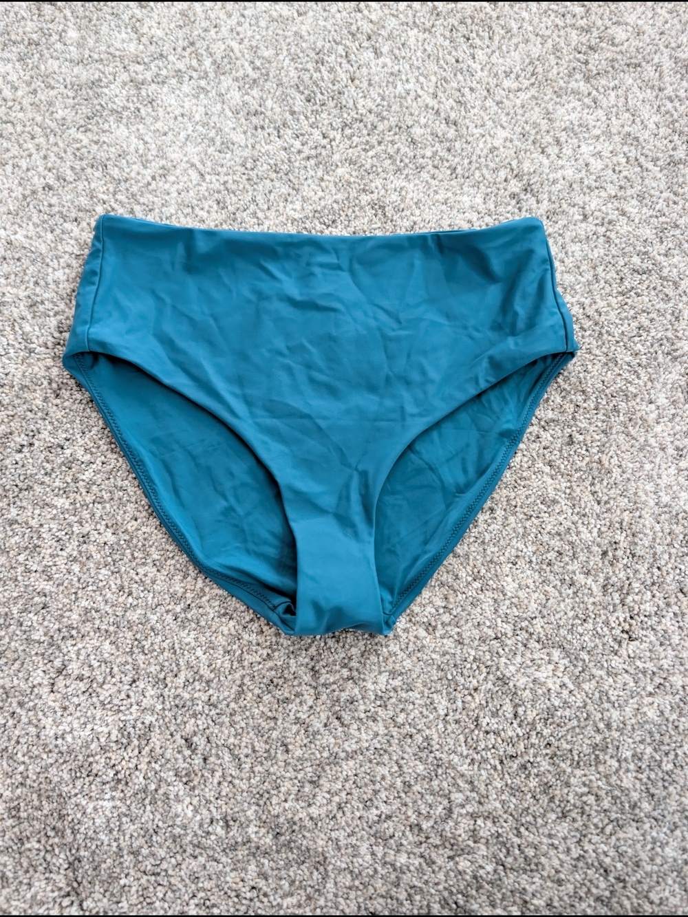 Quince Italian High-Waist Bikini Bottoms in Teal Blue Medium NWOT